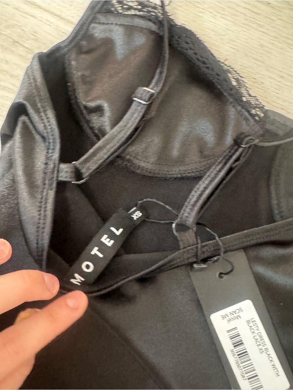 NWT! Motel Rocks Satin Lacey Black Dress - Picture 5 of 7
